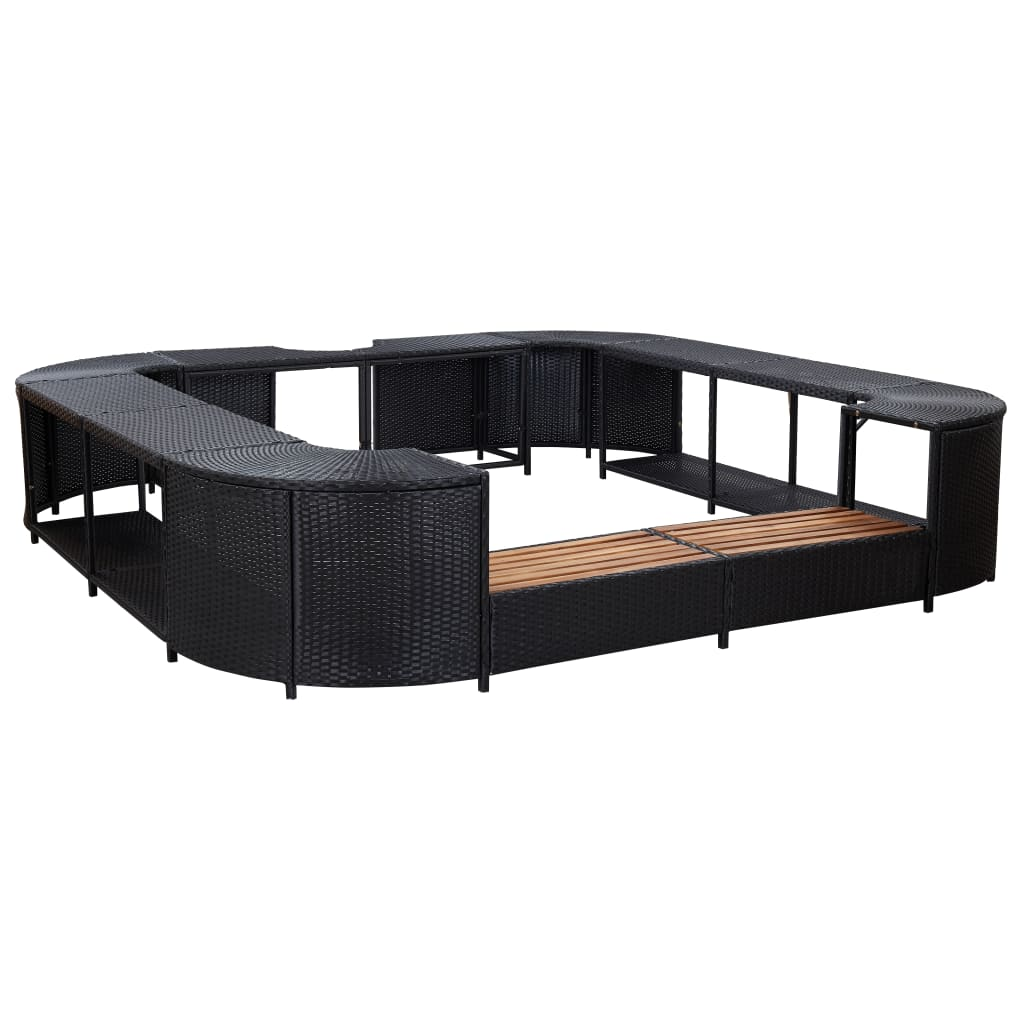 vidaXL Square Spa Surround Black 268 x 268 x 55 cm Poly Rattan - Stylish and Functional Spa Accessory