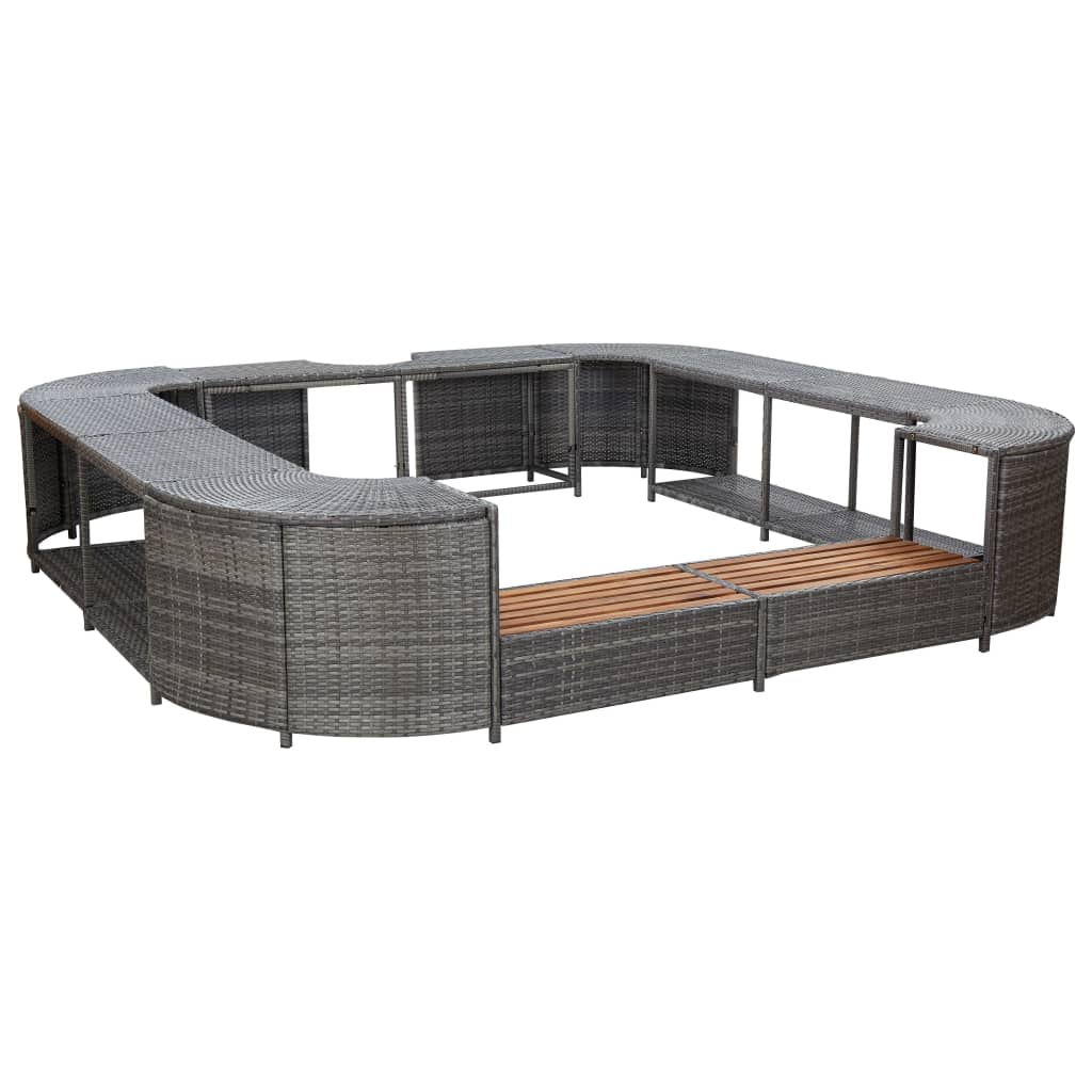 vidaXL Square Spa Surround Grey 268 x 268 x 55 cm Poly Rattan - Enhance Your Spa Experience