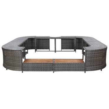 vidaXL Square Spa Surround Grey 268 x 268 x 55 cm Poly Rattan - Enhance Your Spa Experience