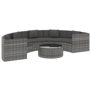 vidaXL 6 Piece Garden Lounge Set with Cushions Poly Rattan Grey | Outdoor Furniture