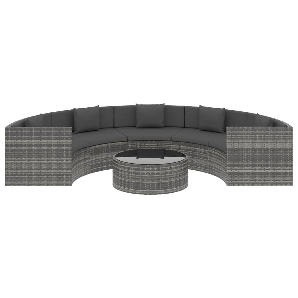 vidaXL 6 Piece Garden Lounge Set with Cushions Poly Rattan Grey | Outdoor Furniture