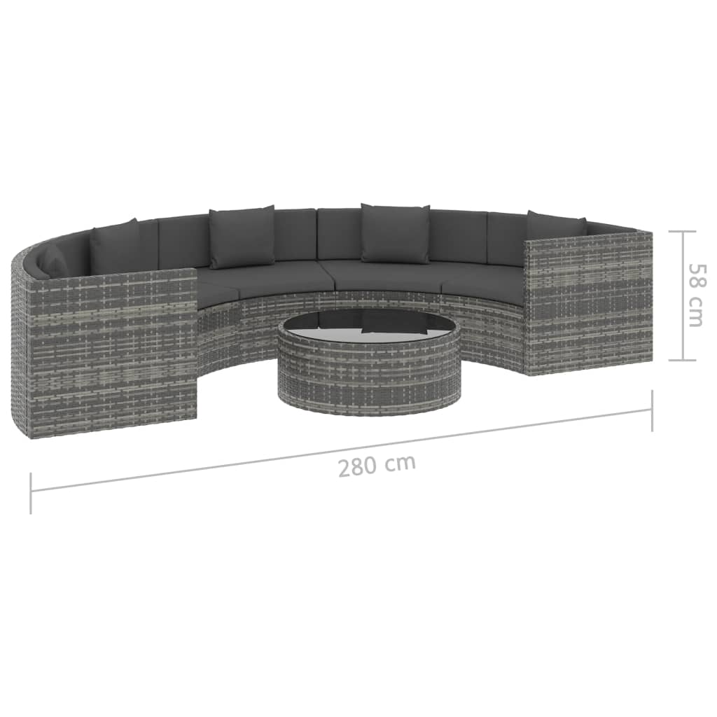 vidaXL 6 Piece Garden Lounge Set with Cushions Poly Rattan Grey | Outdoor Furniture