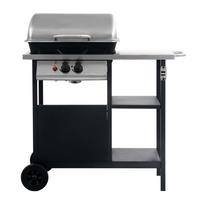 vidaXL Gas BBQ Grill with 3-layer Side Table - Black and Silver