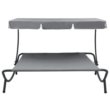 vidaXL Outdoor Lounge Bed with Canopy Grey