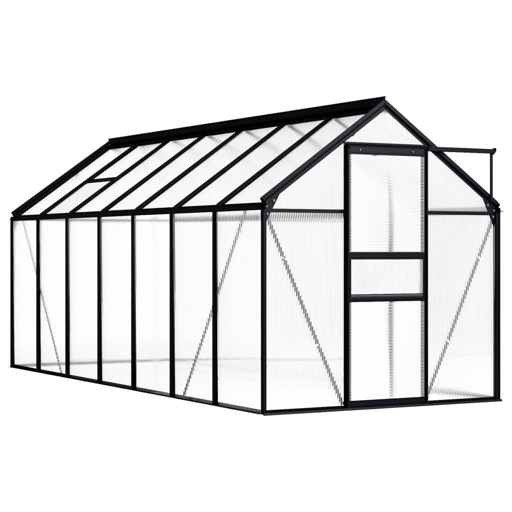 vidaXL Greenhouse Anthracite Aluminium 8.17 m² - UV Resistant, Easy to Assemble