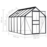 vidaXL Greenhouse Anthracite Aluminium 5.89 m² - UV Resistant, Easy to Assemble