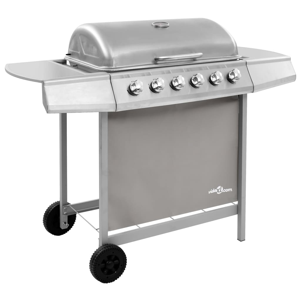 vidaXL Gas BBQ Grill with 6 Burners Silver - Outdoor Cooking Experience