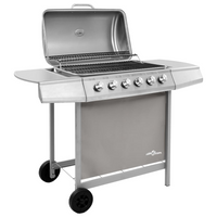 vidaXL Gas BBQ Grill with 6 Burners Silver - Outdoor Cooking Experience