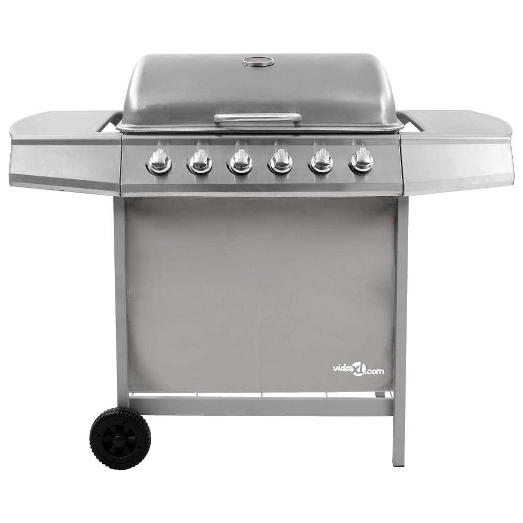 vidaXL Gas BBQ Grill with 6 Burners Silver - Outdoor Cooking Experience