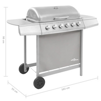 vidaXL Gas BBQ Grill with 6 Burners Silver - Outdoor Cooking Experience