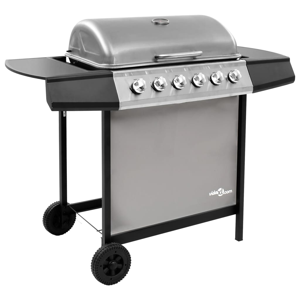 vidaXL Gas BBQ Grill with 6 Burners Black and Silver - Outdoor Cooking at Its Best