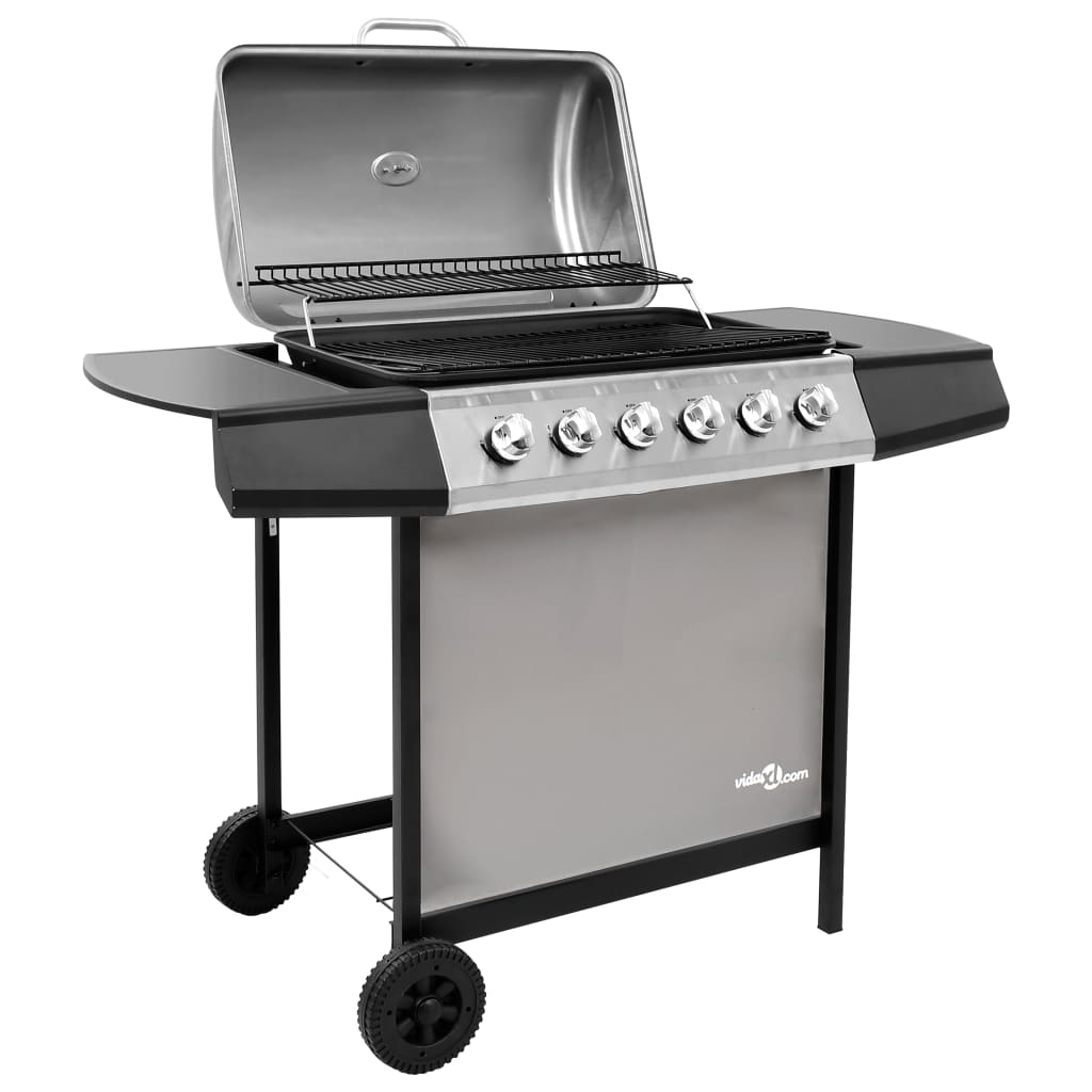 vidaXL Gas BBQ Grill with 6 Burners Black and Silver - Outdoor Cooking at Its Best