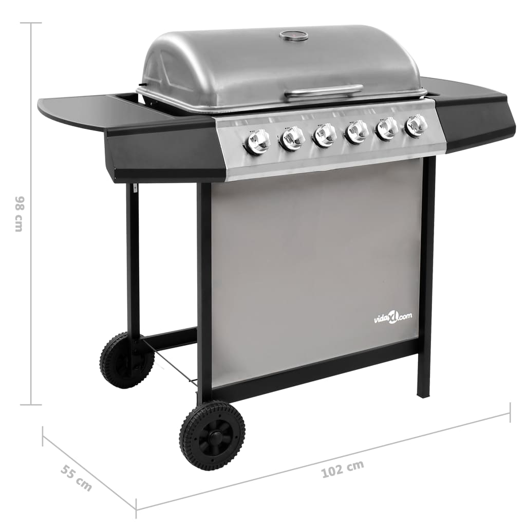 vidaXL Gas BBQ Grill with 6 Burners Black and Silver - Outdoor Cooking at Its Best