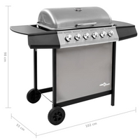 vidaXL Gas BBQ Grill with 6 Burners Black and Silver - Outdoor Cooking at Its Best