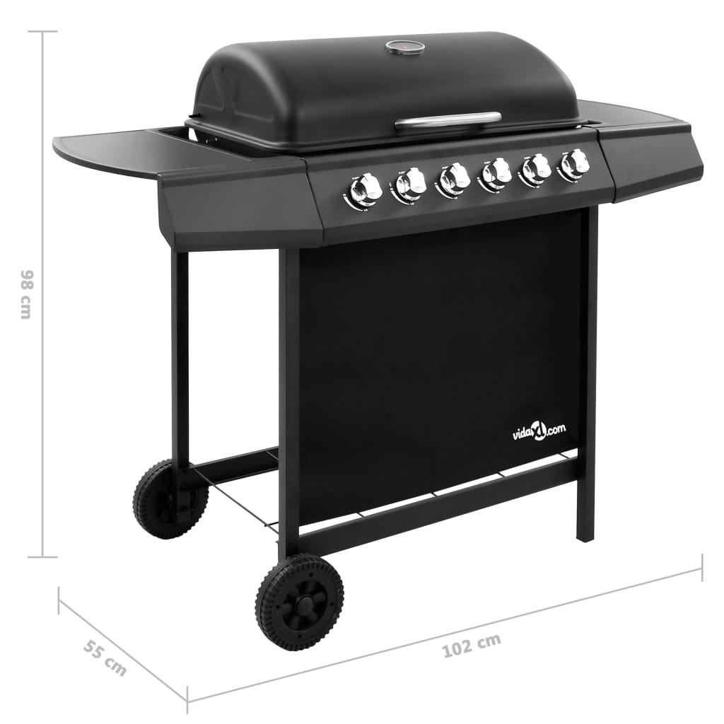 vidaXL Gas BBQ Grill with 6 Burners Black - Create Outdoor Feasts!