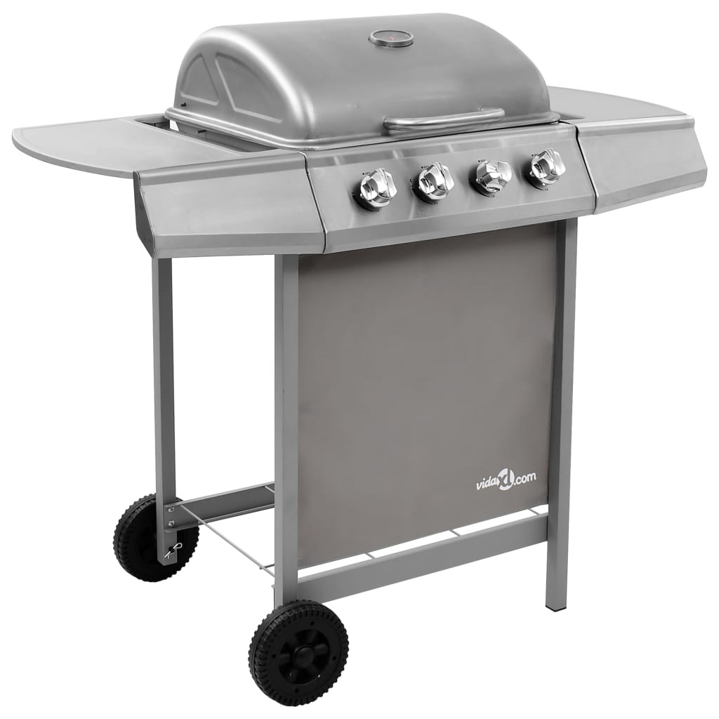 vidaXL Gas BBQ Grill with 4 Burners Silver - Outdoor Cooking at Its Finest
