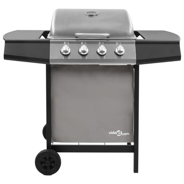 vidaXL Gas BBQ Grill with 4 Burners - Black and Silver | Outdoor Cooking
