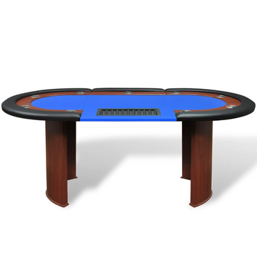 vidaXL 10-Player Poker Table with Dealer Area and Chip Tray Blue - Casino Experience at Home