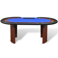 vidaXL 10-Player Poker Table with Dealer Area and Chip Tray Blue - Casino Experience at Home