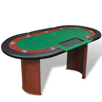 vidaXL 10-Player Poker Table with Dealer Area and Chip Tray Green - Ultimate Casino Experience at Home