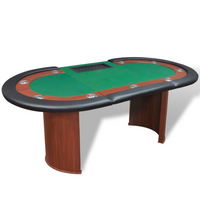 vidaXL 10-Player Poker Table with Dealer Area and Chip Tray Green - Ultimate Casino Experience at Home