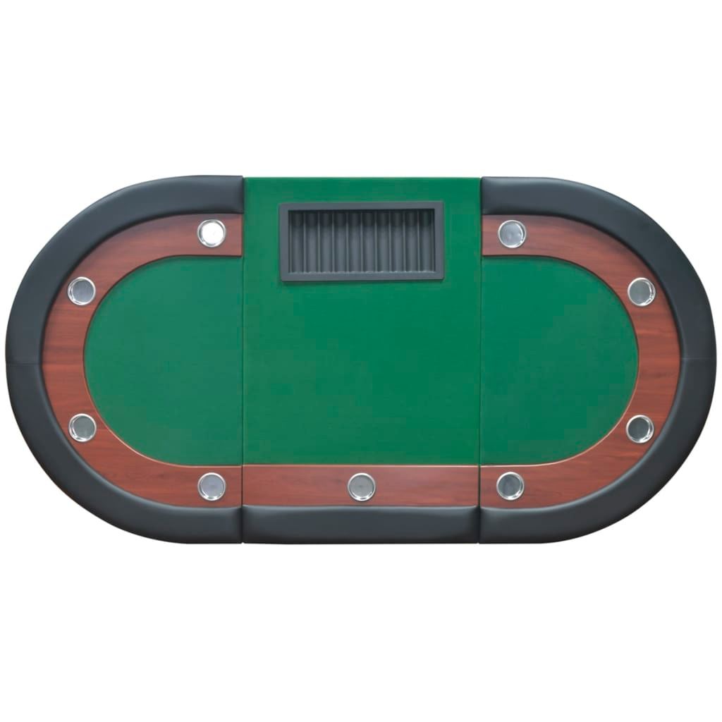 vidaXL 10-Player Poker Table with Dealer Area and Chip Tray Green - Ultimate Casino Experience at Home