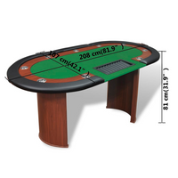 vidaXL 10-Player Poker Table with Dealer Area and Chip Tray Green - Ultimate Casino Experience at Home