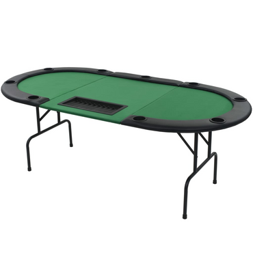 vidaXL 9-Player Folding Poker Table 3 Fold Oval Green - Comfortable and Stylish