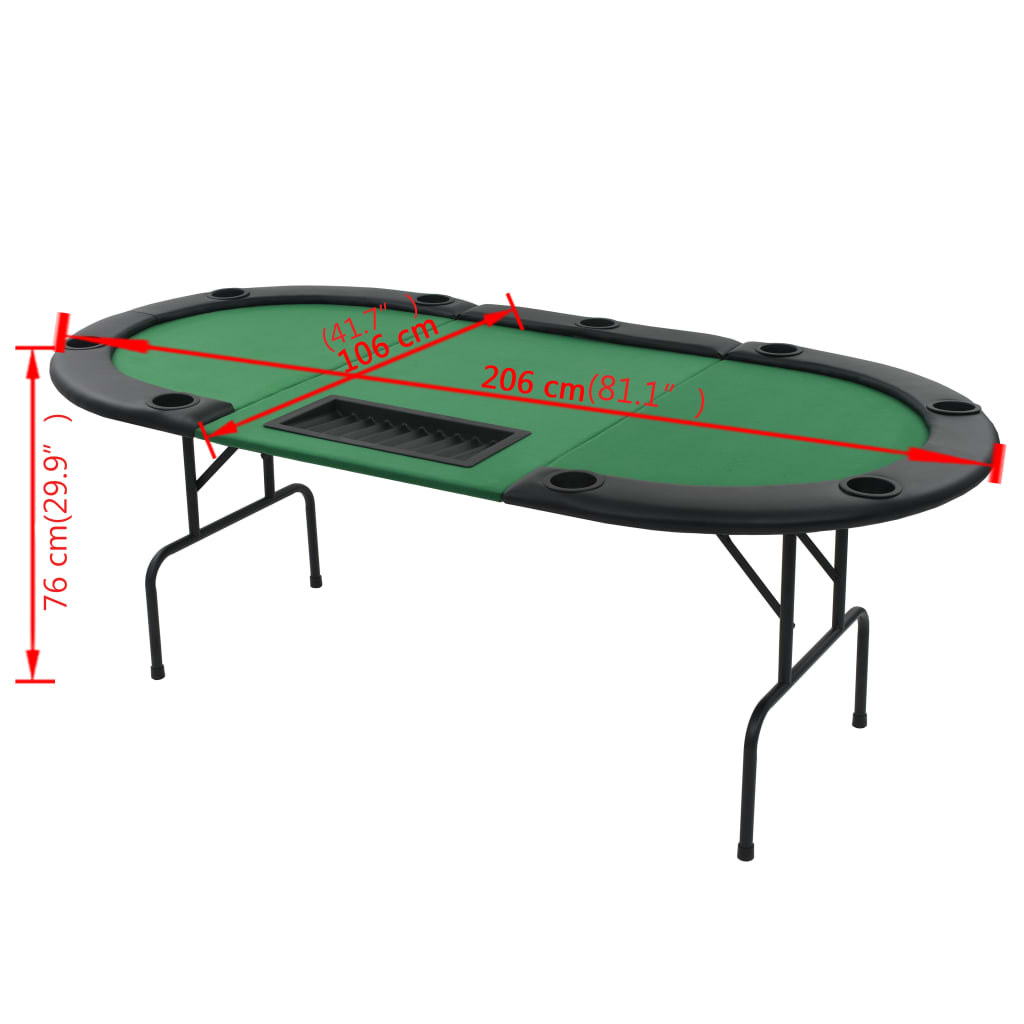 vidaXL 9-Player Folding Poker Table 3 Fold Oval Green - Comfortable and Stylish