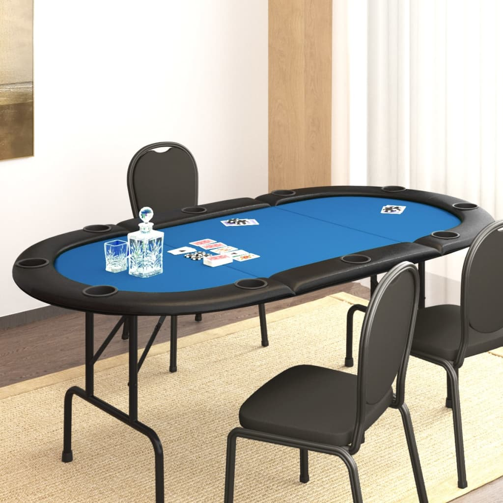 vidaXL 10-Player Folding Poker Table Blue 206x106x75 cm