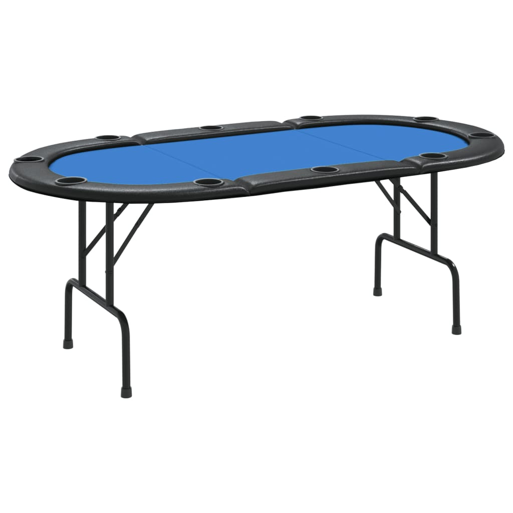 vidaXL 10-Player Folding Poker Table Blue 206x106x75 cm