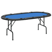 vidaXL 10-Player Folding Poker Table Blue 206x106x75 cm