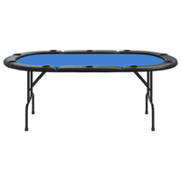 vidaXL 10-Player Folding Poker Table Blue 206x106x75 cm