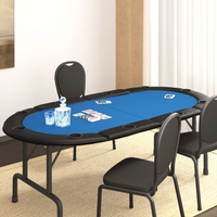 vidaXL 10-Player Folding Poker Tabletop Blue - Professional-Grade Poker Table