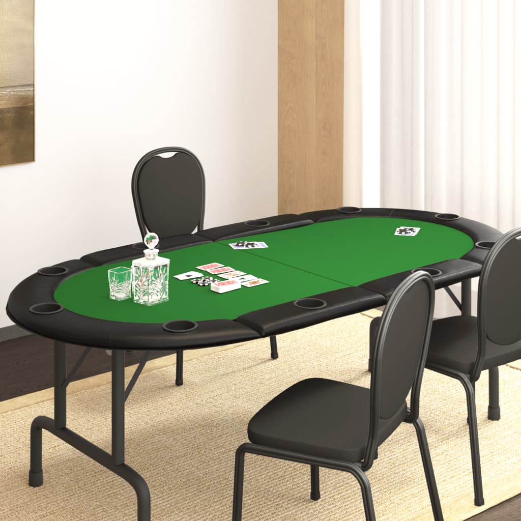 vidaXL 10-Player Folding Poker Tabletop Green 208x106x3 cm - Professional Poker Game