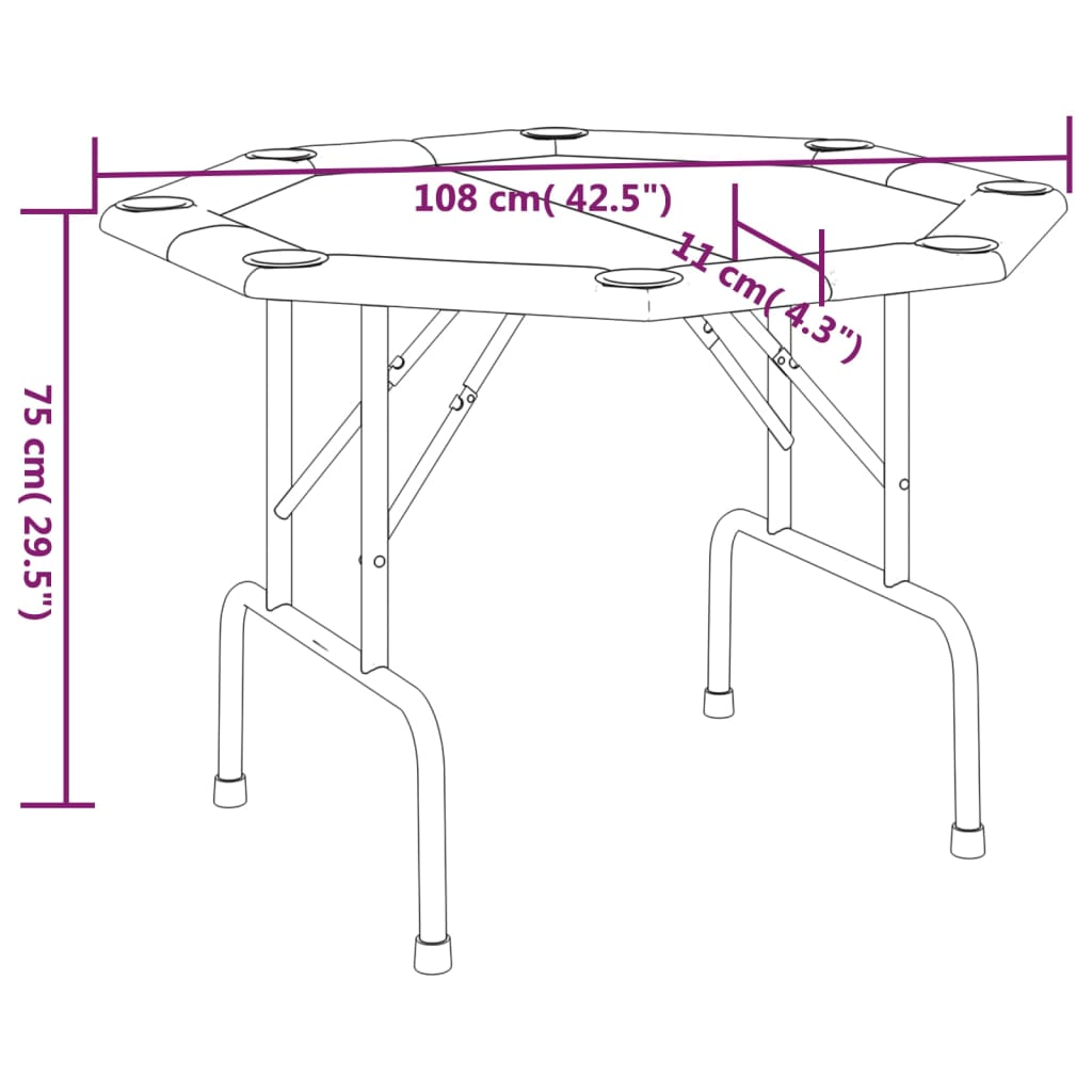 vidaXL 8-Player Folding Poker Table Green 108x108x75 cm