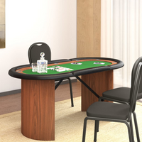 vidaXL 10-Player Poker Table Green 160x80x75 cm - Professional Casino-Grade Poker Table