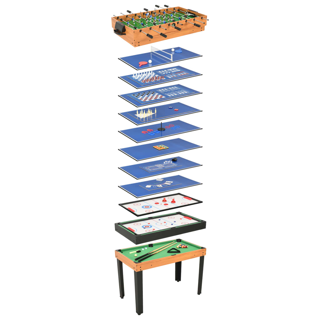 vidaXL 15-in-1 Multi Game Table 121x61x82 cm Maple | Fun and Entertainment for the Whole Family