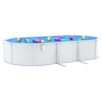 vidaXL Swimming Pool with Steel Wall Oval 610x360x120 cm White - Durable and Easy-to-Install Above-Ground Pool