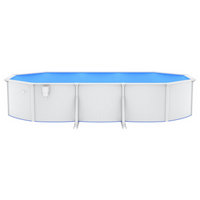 vidaXL Swimming Pool with Steel Wall Oval 610x360x120 cm White - Durable and Easy-to-Install Above-Ground Pool