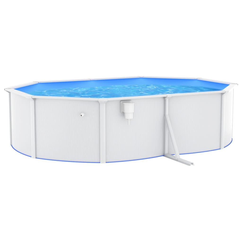 vidaXL Swimming Pool with Steel Wall Oval 490x360x120 cm White