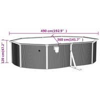 vidaXL Swimming Pool with Steel Wall Oval 490x360x120 cm White