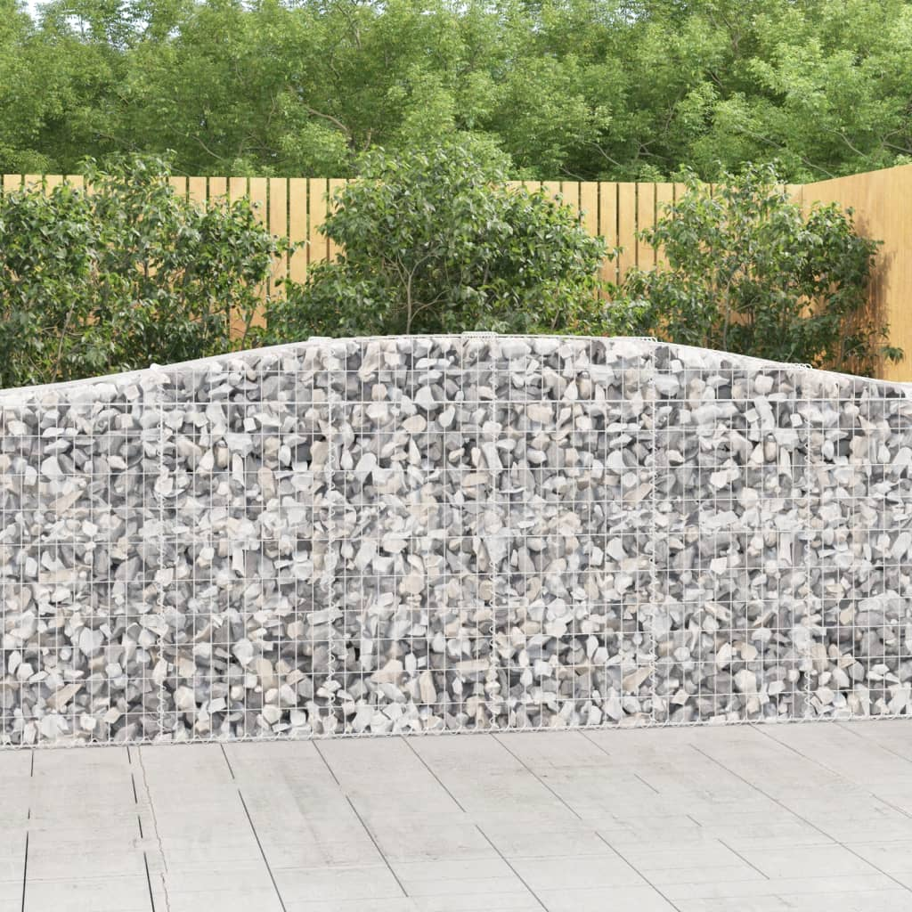 vidaXL Arched Gabion Baskets - Set of 25, 400x50x100/120 cm, Galvanised Iron