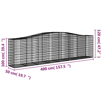 vidaXL Arched Gabion Baskets - Set of 25, 400x50x100/120 cm, Galvanised Iron