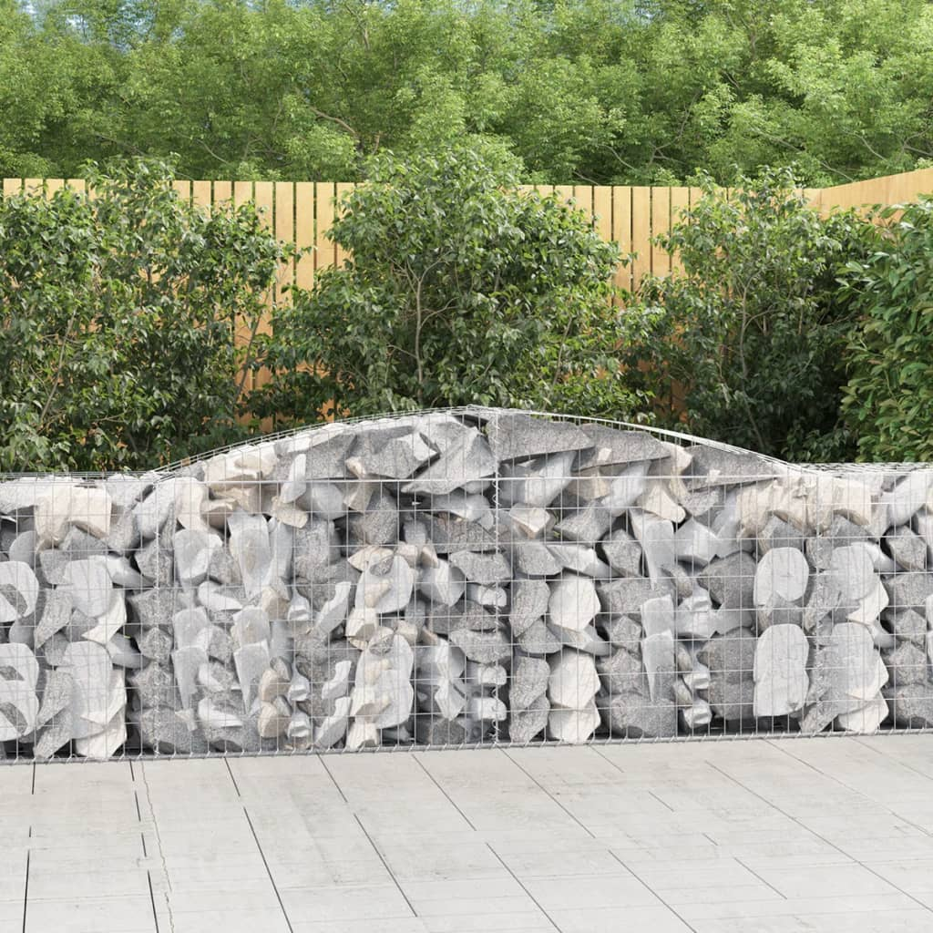 vidaXL Arched Gabion Baskets - Set of 20 | Galvanised Iron | 400x50x80/100 cm