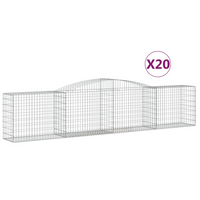 vidaXL Arched Gabion Baskets - Set of 20 | Galvanised Iron | 400x50x80/100 cm