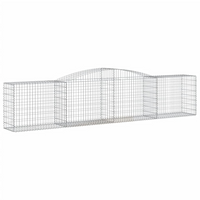 vidaXL Arched Gabion Baskets 25 pcs 400x50x80/100 cm Galvanised Iron - Decorative and Sound-Insulating Garden Barriers