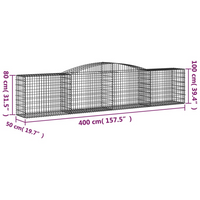 vidaXL Arched Gabion Baskets 25 pcs 400x50x80/100 cm Galvanised Iron - Decorative and Sound-Insulating Garden Barriers