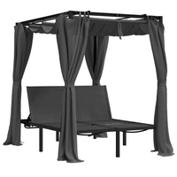 vidaXL Double Sun Lounger with Side and Top Curtains Anthracite - Luxury Outdoor Lounger for Relaxation