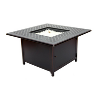 Heron 42" Square Gas Fire Pit Chat Table with Clear Glass Fire Beads